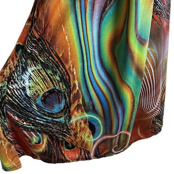 CYN by Cynthia Mehro Peacock Y2K Vintage Midi Dress S/M - Picture 5 of 8